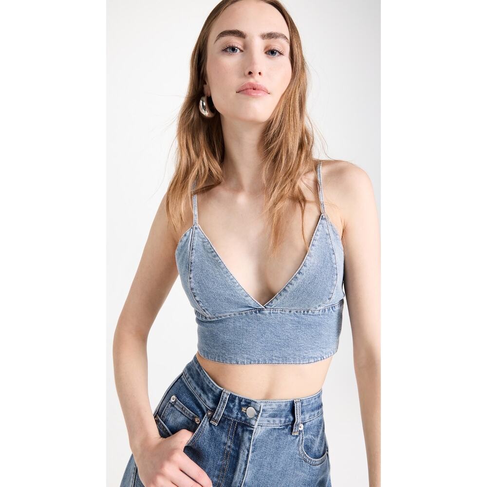 Alice + Olivia Carli Denim Bra Top Rockstar Blue jean size 2 NWT